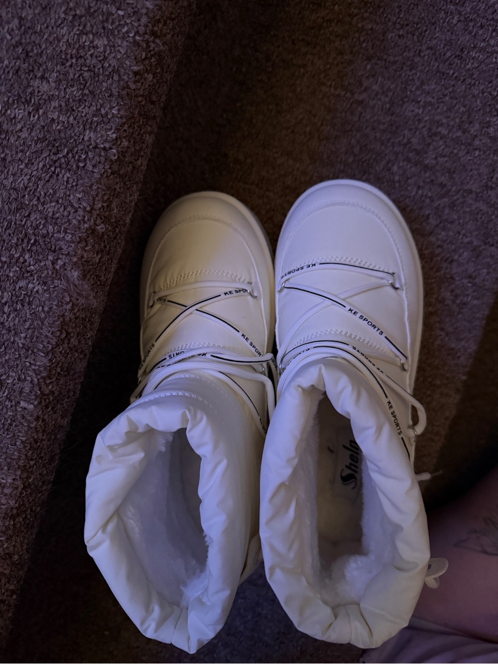 Flatform / Platform Lace-Up Women's White Boots - Picture 5 of 7
